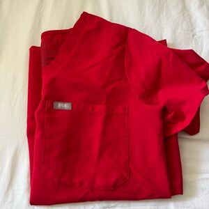 Figs woman’s caterina one pocket scrub top winning red